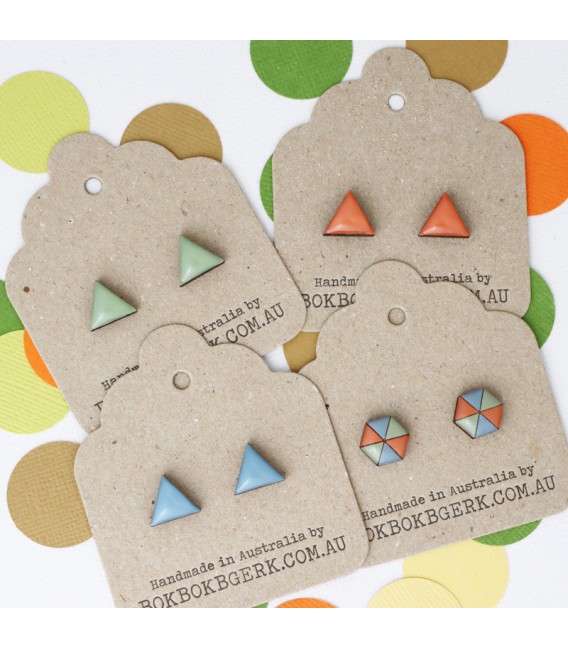 Hexagon Earrings (Dusty Orange, Blue and Green)