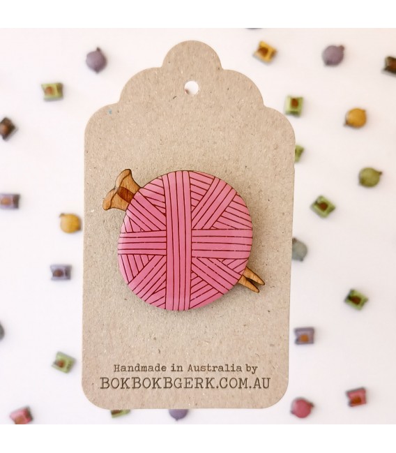 Knitting Brooch - Pink